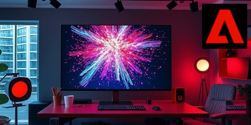 Creative digital workspace with design tools representing Adobe Firefly AI platform expansion and hiring