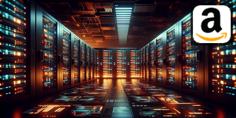 Dark server room with red warning lights and code on screens representing system outage