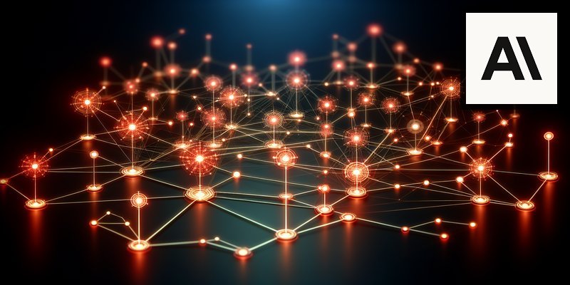 Professional network visualization with interconnected nodes representing the Claude Partner Network