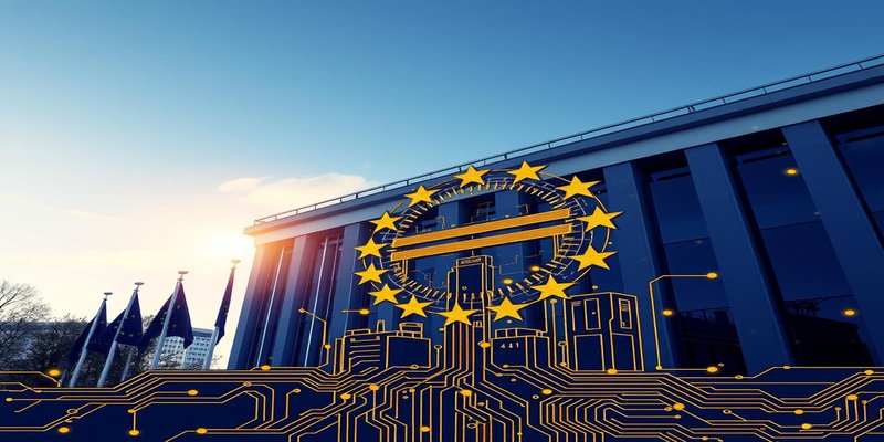 European Union flag with AI circuit board pattern representing AI hiring regulation compliance deadline