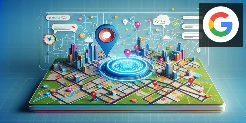 Google Maps interface showing AI-powered conversational search with colorful map visualization