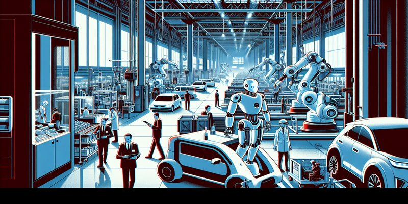 Japanese industrial robots and autonomous vehicles operating in a factory with neural network patterns overlaid, representing Japan's national physical AI initiative