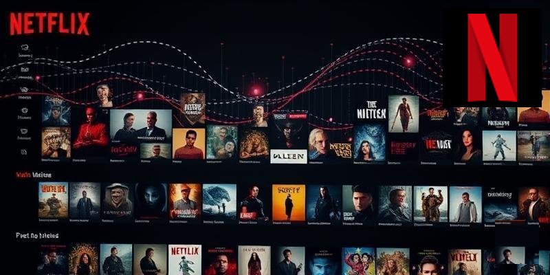 Streaming entertainment interface with AI-powered content recommendation system visualization