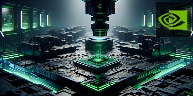 Advanced semiconductor chip with glowing green circuits on dark background representing AI inference hardware