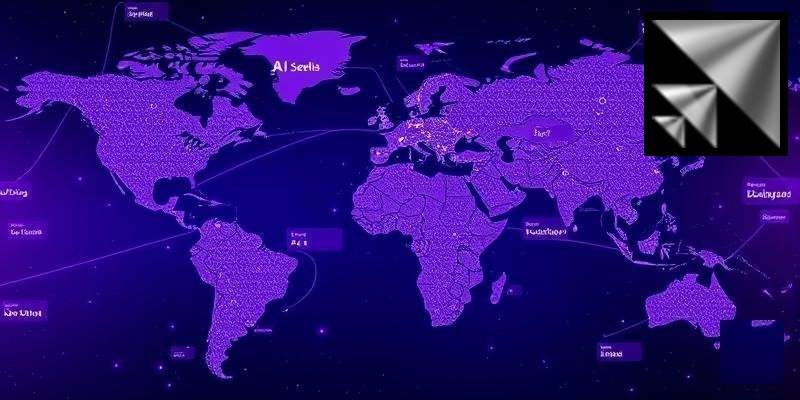 Data analytics dashboard with global map visualization representing Scale AI global data labeling operations